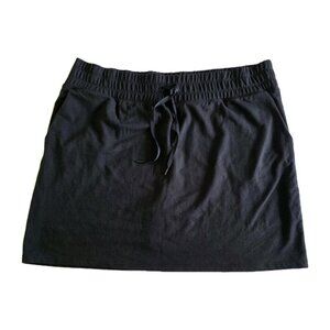 Acitve Zone Skort Womens 2X Black Elastic Waist Ties Mesh Shorts Pockets Hiking
